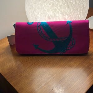 Shiralea NWT fuchsia and teal nautical clutch.